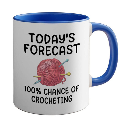 Bubble Hugs Crochet 2Tone Blue Mug 11oz - chance of crocheting - Hand Knitting Amigurumi Vintage Style Crochet Projects Crafts Crocheter Mom Gifts