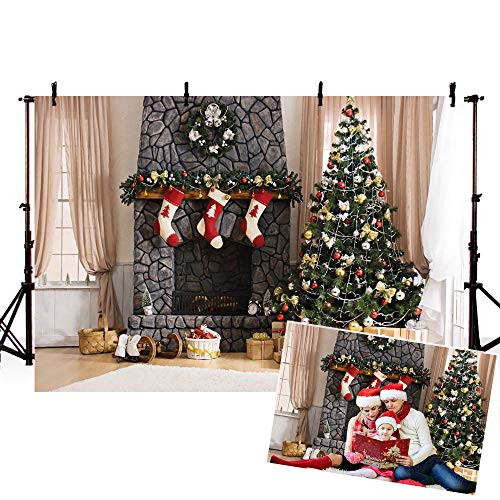 COMOPHOTO Christmas Photography Backdrops 8x6ft Fireplace Red Sock Christmas Tree and Gift Box Photo Studio Background for Children Kids Portrait Xmas Decoration Props COMOPHOTO Christmas Photography Backdrops 8x6ft Fireplace Red Sock Christmas Tree and Gift Box Photo Studio Background for Children Kids Portrait Xmas Decoration Props