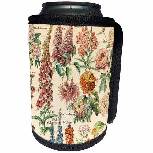 3dRose Botanical Flower Art Flowery Vintage Pink Floral... - Can Cooler Bottle Wrap (cc-365398-1)