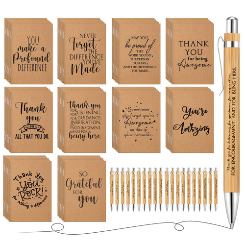 60 Pcs Inspirational Notebooks Motivational Pens Thank You Wood Bamboo Pen Kraft Notebooks Employee Appreciation Gift Pocket Journals Ballpoint Pen Coworker Gift for Office Volunteer 60 Pcs Inspirational Notebooks Motivational Pens Thank You Wood Bamboo Pen Kraft Notebooks Employee Appreciation Gift Pocket Journals Ballpoint Pen Coworker Gift for Office Volunteer