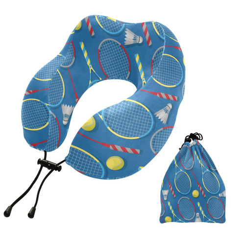 Sinestour Tennis Travel Neck Pillow Airplane Pillow Memory Foam Neck Support with Storage Bag Lightweight Traveling Pillow for Airplane Train Car