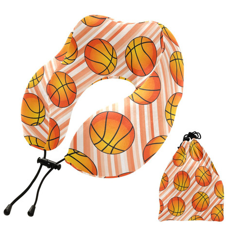 Sinestour Flying Basket Ball Travel Neck Pillow Airplane Pillow Memory Foam Neck Support with Storage Bag Airplane Neck Pillows Travel for Airplane Train Car