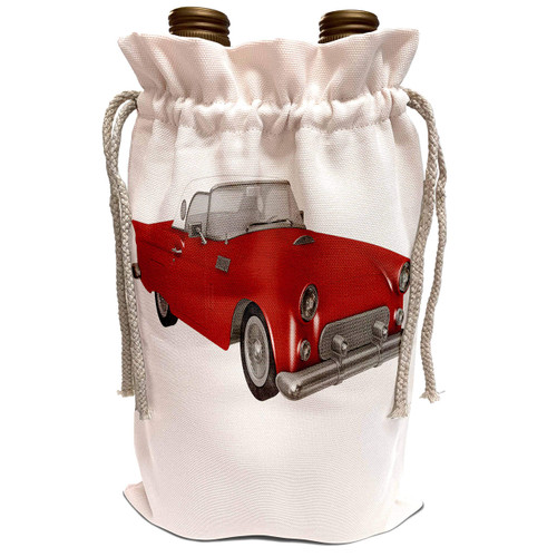 3dRose Boehm Graphics Car - 1950s Red Classic Convertible Car - Wine Bag (wbg_218619_1)