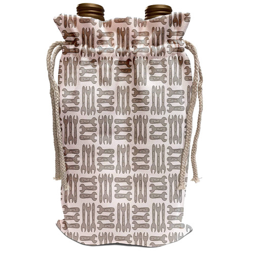 3dRose Anne Marie Baugh - Patterns - Gray Wrench Tool Pattern - Wine Bag (wbg_309772_1)