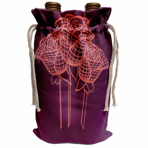 3dRose Stylized Mesh Effect Gentle Pink Roses - Wine Bags (wbg_356641_1)