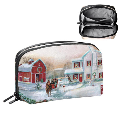 VBFOFBV Large Makeup Bag Zipper Pouch Waterproof Travel Cosmetic Organizer for Women and Girls, Christmas Snowy Landscape Vintage VBFOFBV Large Makeup Bag Zipper Pouch Waterproof Travel Cosmetic Organizer for Women and Girls, Christmas Snowy Landscape Vintage