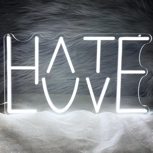 HATE LOVE Neon Sign, Neon Signs for Wall Decor, Led Neon Light Sign, Room Decor for Boys, Neon Signs for Man Cave, Dimmable Neon Sign for Bedroom (HATE LOVE-White) HATE LOVE Neon Sign, Neon Signs for Wall Decor, Led Neon Light Sign, Room Decor for Boys, Neon Signs for Man Cave, Dimmable Neon Sign for Bedroom (HATE LOVE-White)