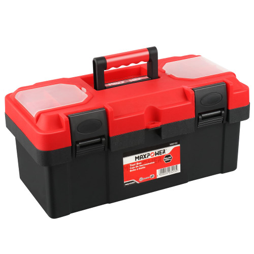MAXPOWER Tool Box 16 inch, Plastic Small Tool Box with Latch and Removable Tray, Lockable Tool Box for Home