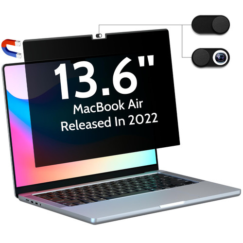 Peslv Magnetic Privacy Screen Compatible With Macbook Air 13.6 Inch (2022, M2 Chip) Model: A2681, Removable Matte Anti Glare Blue Light Protector Private Security Filter for 13In Mac Laptop Computer