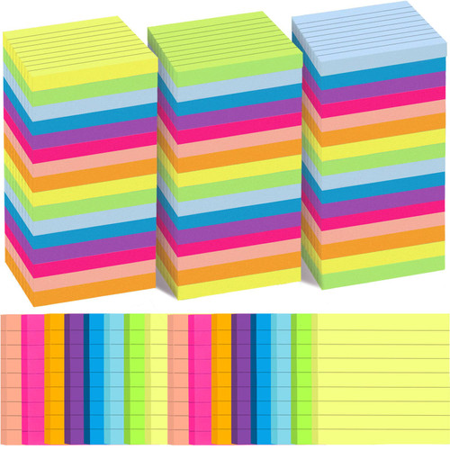 48 Pack 3840 Sheets Lined Sticky Notes 3X3 in Ruled Self Sticky Note Pads Colorful Sticky Notes with Lines Post Notes for Office, Home, School, Meeting, 80 Sheets/pad