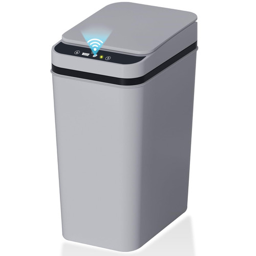 jinligogo Bathroom Small Trash Can with Lid, 2.2 Gallon Touchless Automatic Garbage Can Slim Waterproof Motion Sensor Smart Trash Bin for Bedroom, Office, Living Room
