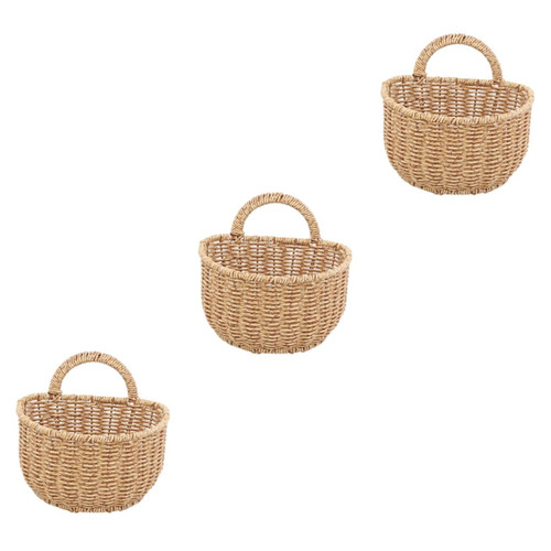 BESTOYARD 3pcs Woven Storage Basket Decorative Basket fruit basket hanging wall fence hanging planter wicker flower basket wicker waste bin wall flower vase kitchen jute bread basket pp car BESTOYARD 3pcs Woven Storage Basket Decorative Basket fruit basket hanging wall fence hanging planter wicker flower basket wicker waste bin wall flower vase kitchen jute bread basket pp car
