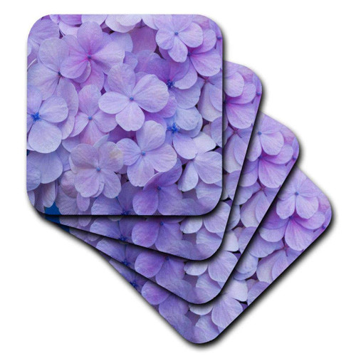 3dRose Delicate purple Hydrangea blooms, set of 8 Soft Coasters, Set-of-8-Soft