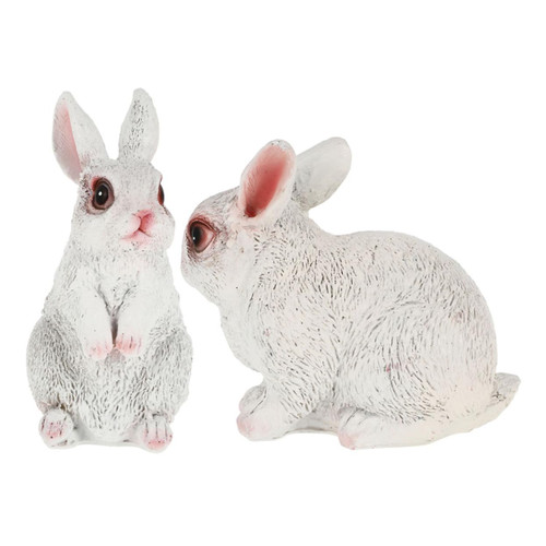 Yardwe 2pcs Simulation Rabbit Bunny Rabbit Statue Garden Rabbit Decor Rabbit Figurines Rabbit Sculpture Car Playset Easter Rabbit Figure Rabbit Garden Animals Mini Crafts White Resin