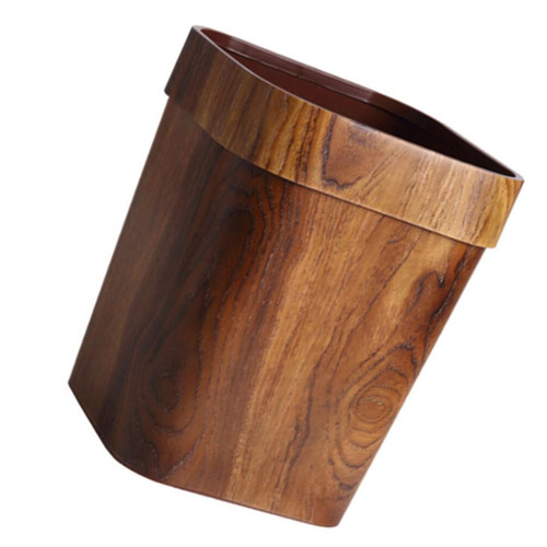 Cabilock Wood Trash Can Wastebasket Simulation Wood Small Garbage Can Waste Basket Recycling Bin Container for Bedroom, Bathroom, Kitchen, Office 14L