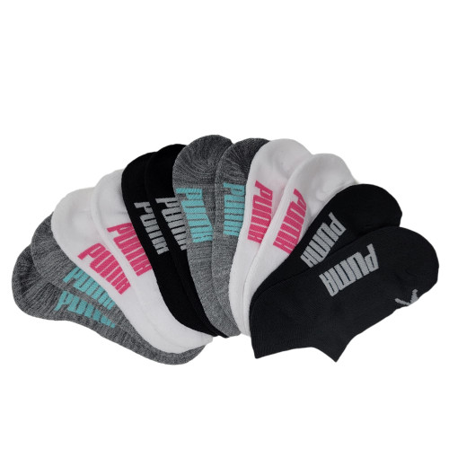 PUMA Premium Invisible No Show Women's Cushioned Socks 6-Pack Size 5-9.5 (Grey/White/Black)