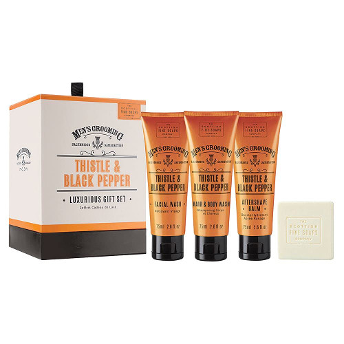 Scottish Fine Soaps Mens Grooming Thistle and Black Pepper Gift Set Scottish Fine Soaps Mens Grooming Thistle and Black Pepper Gift Set