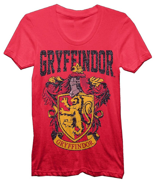 Harry Potter House Crest Gryffindor Juniors T-shirt (Small, Red)