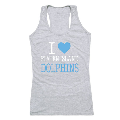 I Love College of Staten Island Dolphins Women's Tank Top Tee T-Shirt - Heather Grey, Small
