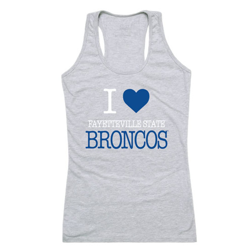 I Love Fayetteville State Broncos Women's Tank Top Tee T-Shirt - Heather Grey, Small