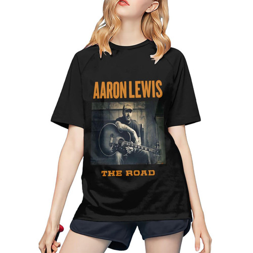 Aaron Music Lewis T Shirts Women's Short Sleeve Baseball Shirt Causal Cotton Comfort Crewneck Graphic 80s 90s Tee Tshirts for Women Youth Teen Girls Summer Tops Black