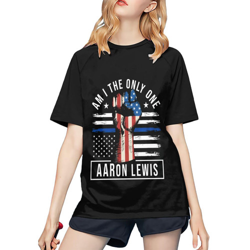 Aaron Music Lewis T Shirts Womans Short Sleeve Baseball Shirt Causal Cotton Comfort Crewneck Graphic 80s 90s Tee Tshirts for Women Youth Teen Girls Summer Tops Black