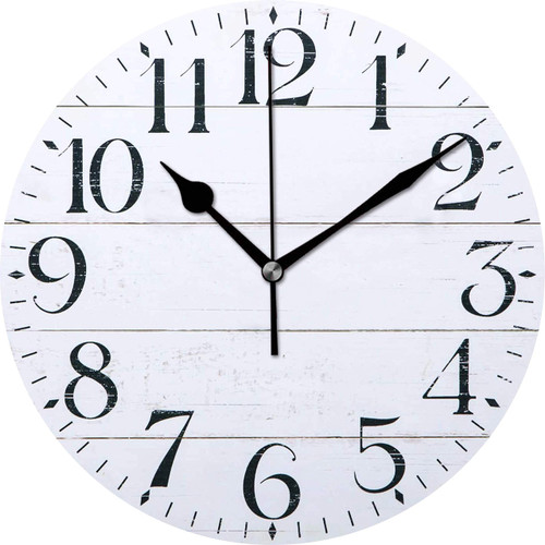 Vintage Country Rustic White Farmhouse Wall Clock 14 Inch Silent Non Ticking Battery Operated Home Decor Wall Clocks for Living Room, Bedroom, Kitchen Vintage Country Rustic White Farmhouse Wall Clock 14 Inch Silent Non Ticking Battery Operated Home Decor Wall Clocks for Living Room, Bedroom, Kitchen