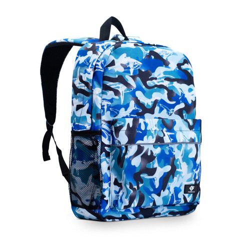 Fenrici Camo Backpack for Boys, Girls, Kids, Boys' Backpack for School, Kids' Bookbags with Padded Laptop Compartment, Blue, Shark, 16 Inch