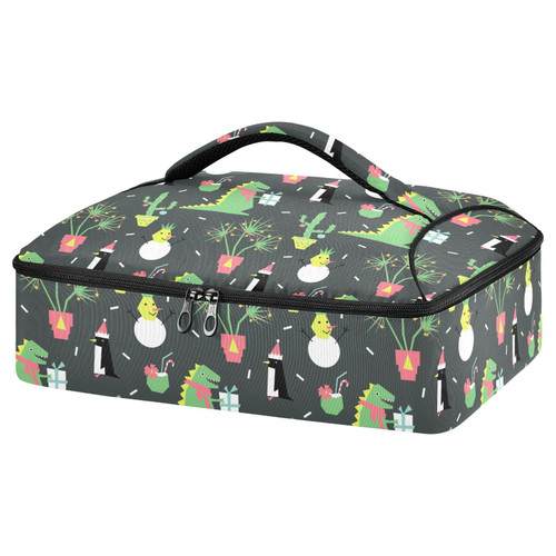 Dinosaurs Insulated Casserole Carrier for Hot or Cold Food Lasagna Holder Tote with Dish Storage Expandable Hot Food Carrier for Picnic Potluck Parties Cookout Beach Traveling
