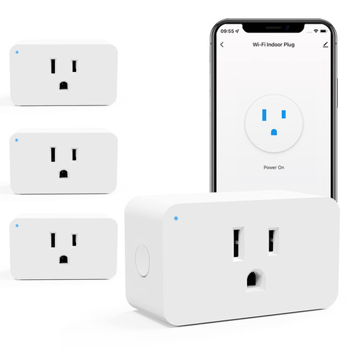 WiFi Smart Plugs 4 Pack, Alexa Smart Plugs That Work with Alexa Google Home for Voice Control Smart Outlet Plug with Timer APP Remote Control 1875W No Hub Required 2.4G Only, FCC & ETL Listed