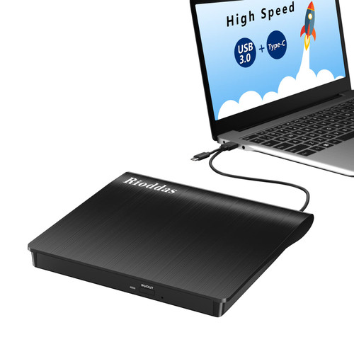 Disk Duplicator External DVD Drive USB 3.0 Type C Portable CD DVD +/-RW Optical Drive Player DVD/CD ROM Burner Reader Writer Compatible with Laptop Desktop PC Windows Linux OS Apple Mac MacBook