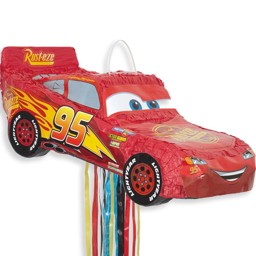 Disney Cars 3 Pull String Pinata - 21" x 10", 1 Pc,Red