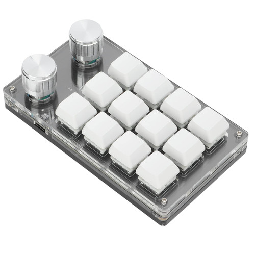 Zerodis Macro Mechanical Keyboard, One Handed Macro Mechanical Keyboard 12 Key Multifunction DIY Programmable Keypad for Office Gaming Labsecurity Accessories (Black White)