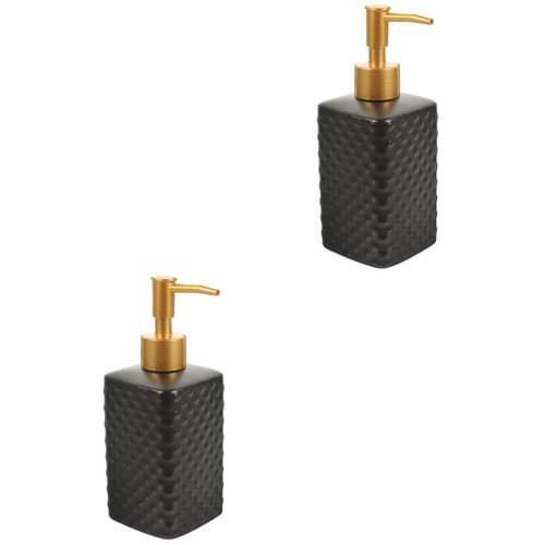 Alipis Shampoo Dispenser Lotion Dispenser Hand Soap Dispenser 2pcs Embossed Lotion Bottle Ceramics Black Fashion Liquid Soap Travel Soap Bathroom Soap Dispenser