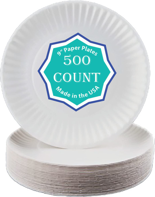 Perfect Stix Economy White Paper Plate, 9" Paper Uncoated Plate 9inches.500 Count Paper Plates., Medium