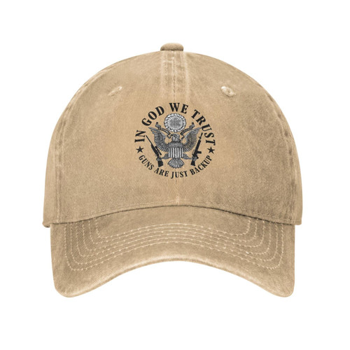 in God We Trust My Guns are Just Backup Cap Adjustable Cotton Cap Vintage Denim Hat Unisex Adult Baseball Cap