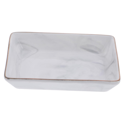 Cabilock 2pcs Marble soap Dish Ceramic Storage Tray Marble Stone Tray Rectangular Ceramic Trinket Dish Countertop Vanity Tray Jewelry Tray Jewelry Display Plate fine Ceramics Dressing Table