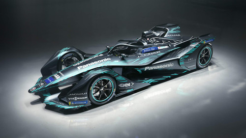 Iconic Arts Laminated 42x24 Poster: Jaguar i Type Electric Formula e car 4k HD