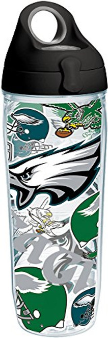 Tervis 1248049 NFL Philadelphia Eagles All Over Tumbler with Wrap and Black with Gray Lid 24oz Water Bottle, Clear Tervis 1248049 NFL Philadelphia Eagles All Over Tumbler with Wrap and Black with Gray Lid 24oz Water Bottle, Clear