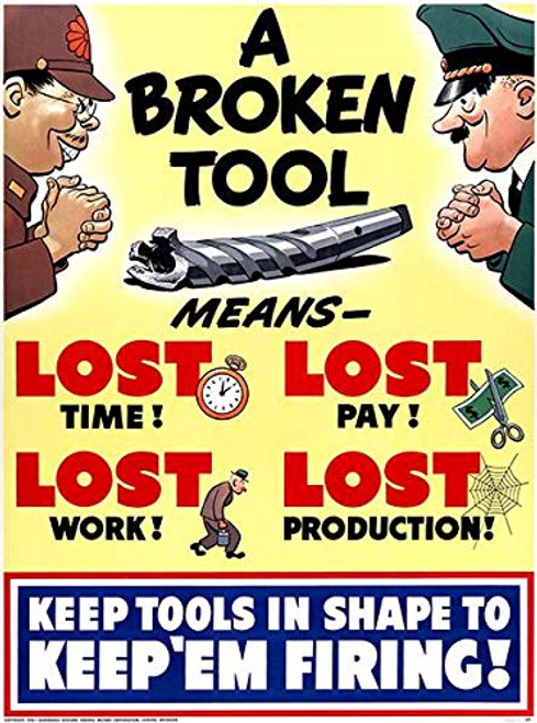 A Broken Tool Means Lost Time - 1942 - World War II - Propaganda Poster