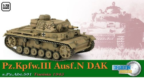 Dragon Models Pz.Kpfw.III Ausf.N DAK, s.Pz.Abt.501 Tunisia 1943 (1/72 Scale)