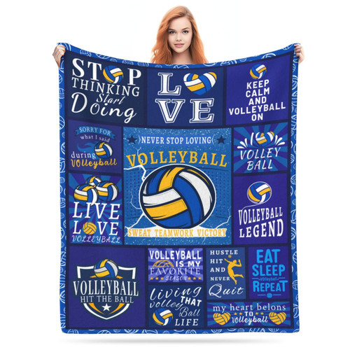 Volleyball Blanket, Volleyball Gifts for Teen Girls, Soft Throw Blanket Volleyball Gifts for Team Blanket Volleyball Coach Gift Lightweight Cozy Fuzzy Fleece Blankets for Office Home Sofa 60"x50"