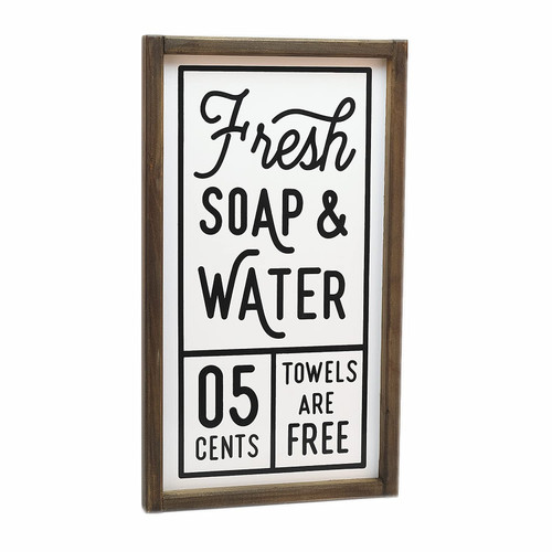 Lavender Inspired Fresh Soap and Water Sign-Farmhouse Bathroom Wall Decor-Rustic Bathroom Signs-Farmhouse Home Decor-Bath Sign-Guests Room Decor-Powder Room Sign-Housewarming Gifts (White)