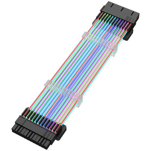 24 Pin RGB Cable Extension Kit, 16AWG PSU PC Cable Extension for All ATX Major Motherboard Cable Management, Support 5V 3Pin Synchronized