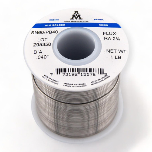 AIM Solder 60-40 Tin Lead Rosin Core Solder Wire for Electrical Soldering 0.040inch, 1lb (1mm / 454g)