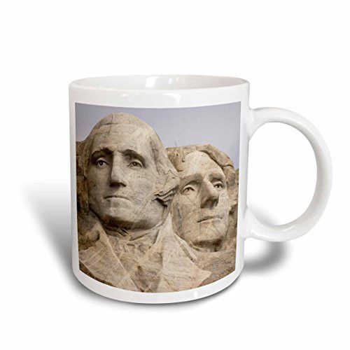 3dRose Presidents Washington and Jefferson, Mount Rushmore National Park, SD, Ceramic Mug, 15-Oz