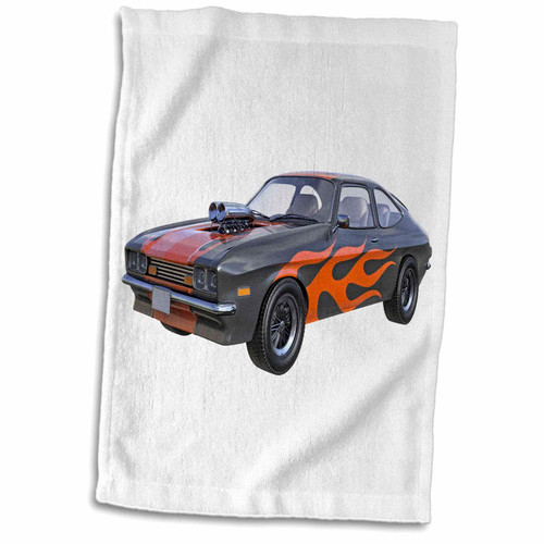 3dRose Boehm Graphics Car - 1970 Orange and Black Muscle Car - Towels (twl-255258-1)