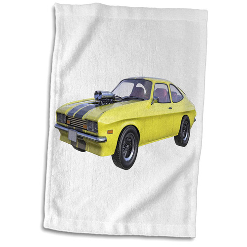 3dRose Boehm Graphics Car - 1970 Yellow and Black Muscle Car - Towels (twl-255260-1)