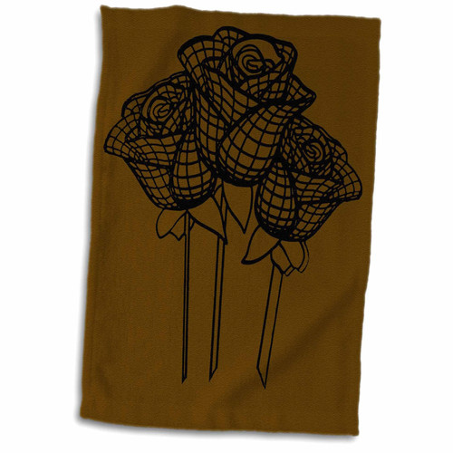 3dRose Artistic Mesh Graphic Gothic Black Roses - Towels (twl-356631-1)