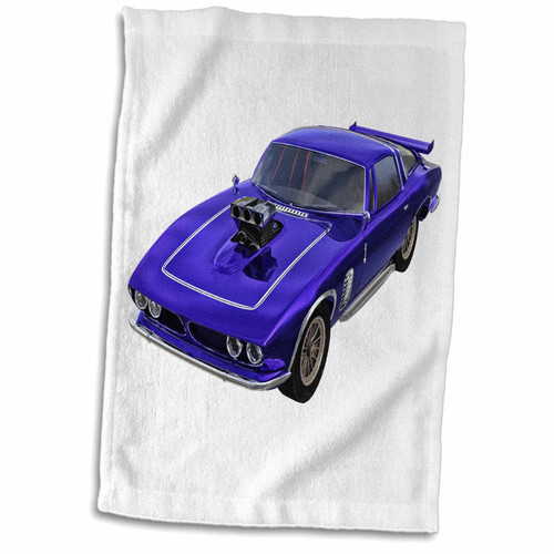 3dRose Boehm Graphics Car - Classic Blue Muscle Car - Towels (twl-357596-1)